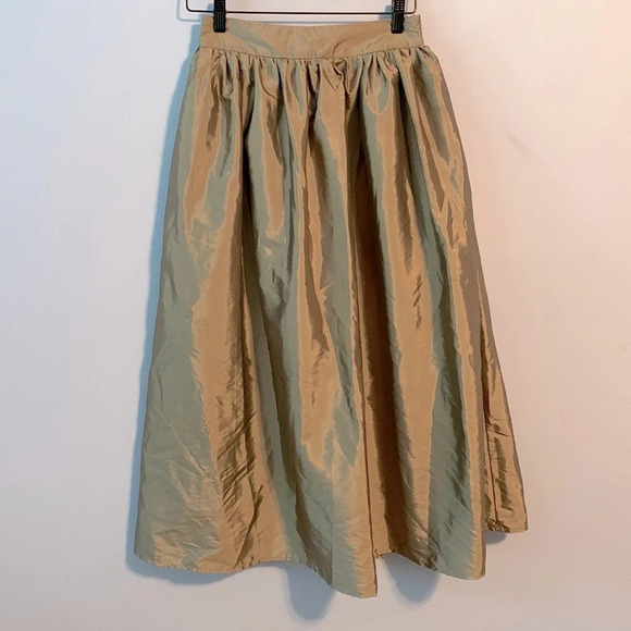 Fab’rik size small taffeta silver green Christmas party full skirt sky midi gold - Picture 1 of 8